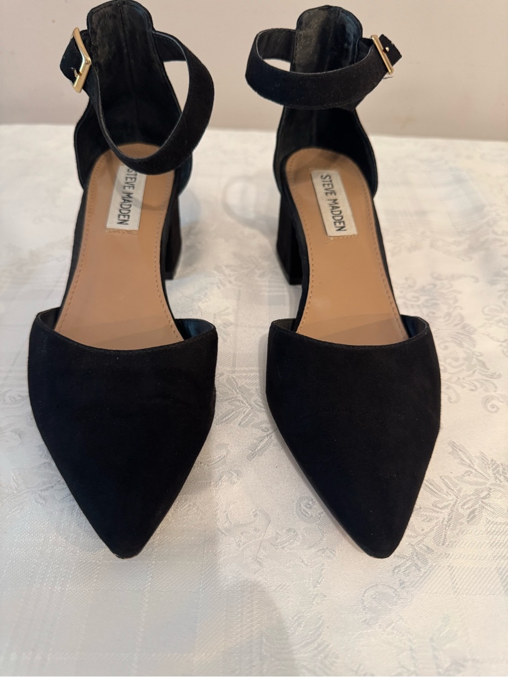 Steve Madden Black Pointed Block Heels Size 6.5 *see description*